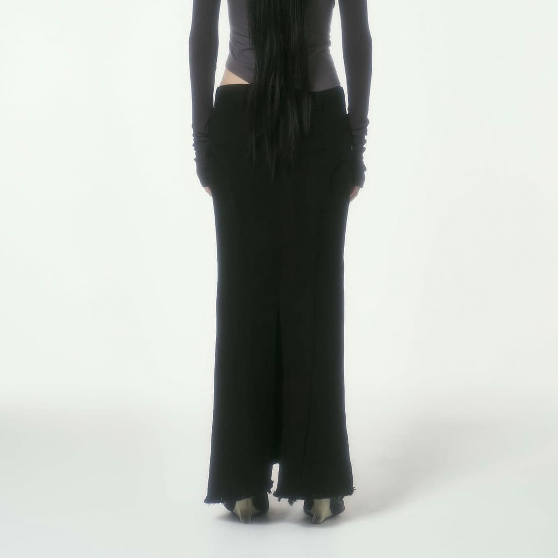 bonnae 본네 워시드 데님 스커트 블랙 상품이미지5