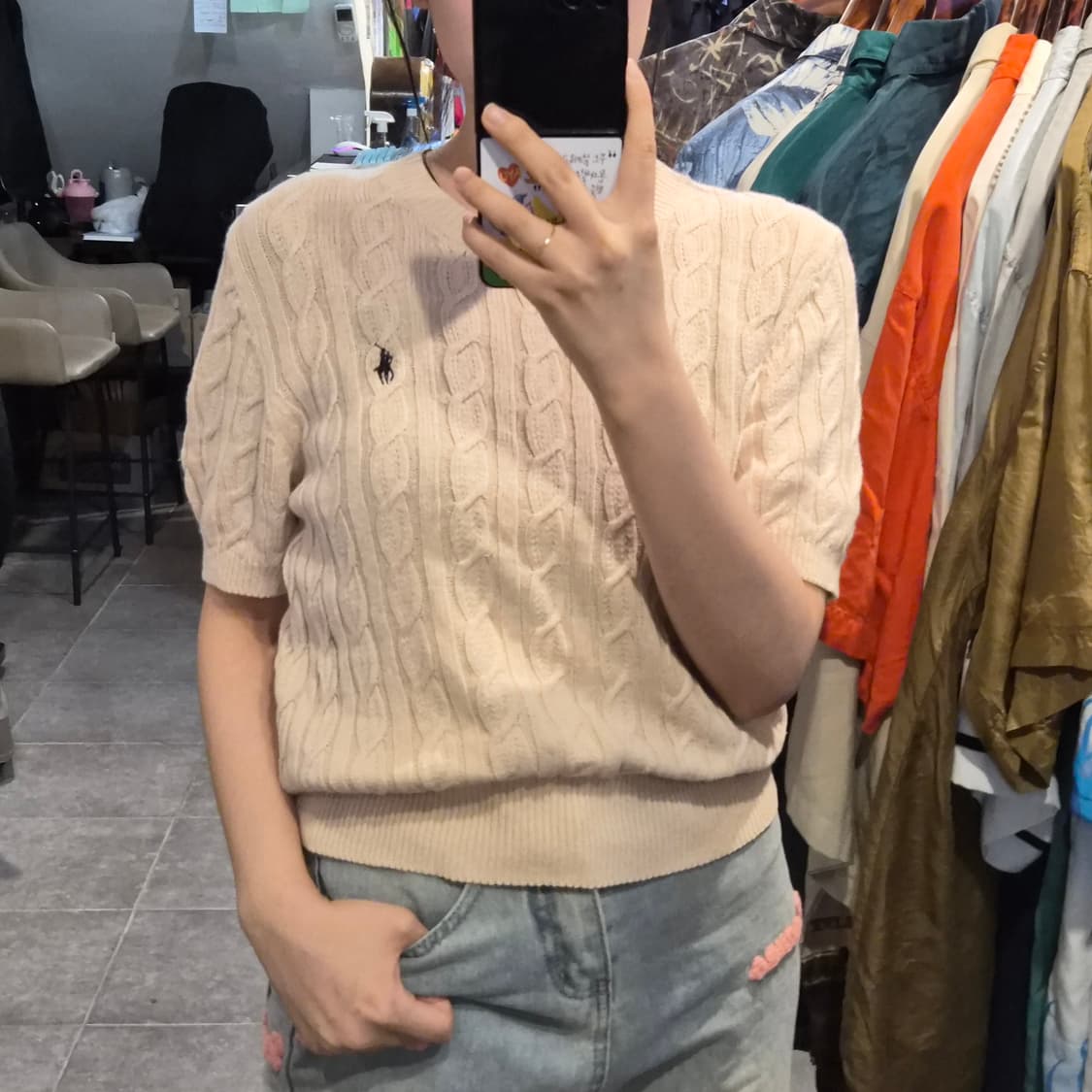 [NO.9] 폴로 반팔 니트 베이지 상품이미지2