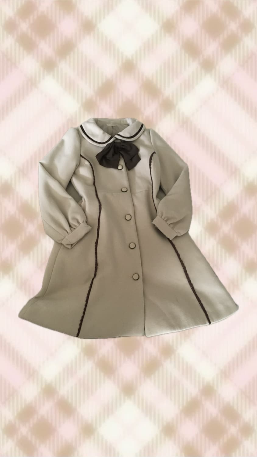 엑시즈팜 라떼 브라운 리본 코트 히메 갸루 러블리 로걀 모리 빈티지 상품이미지1