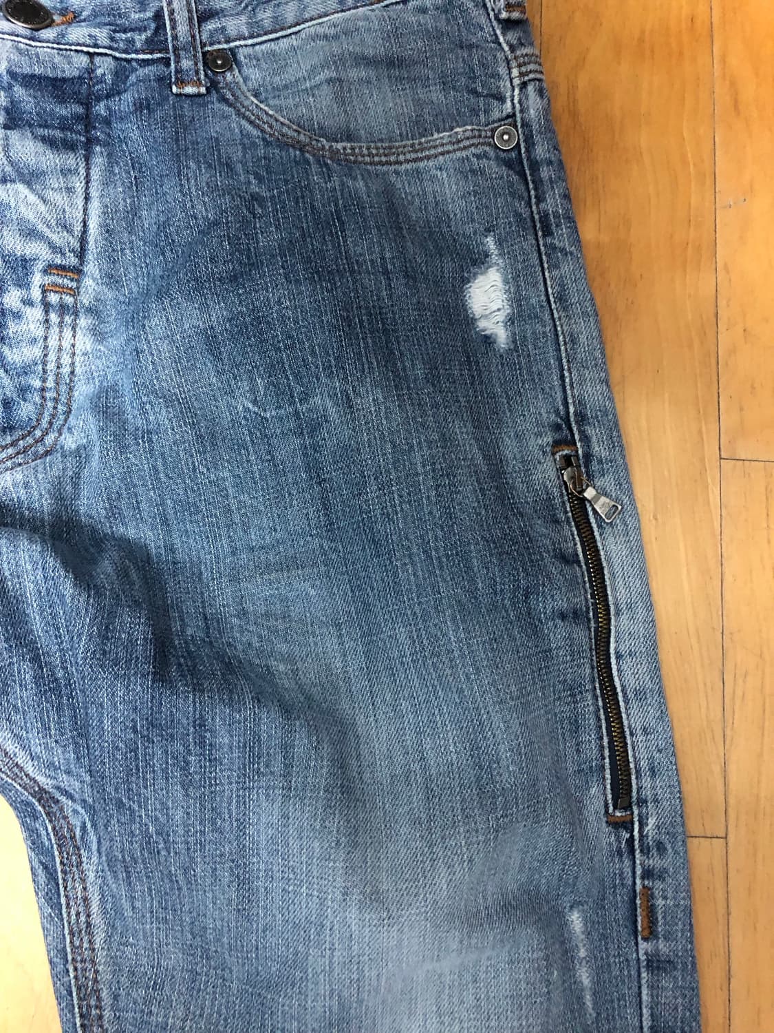 닐바렛 빈티지 워싱 데미지 지퍼 데님팬츠 31 상품이미지5