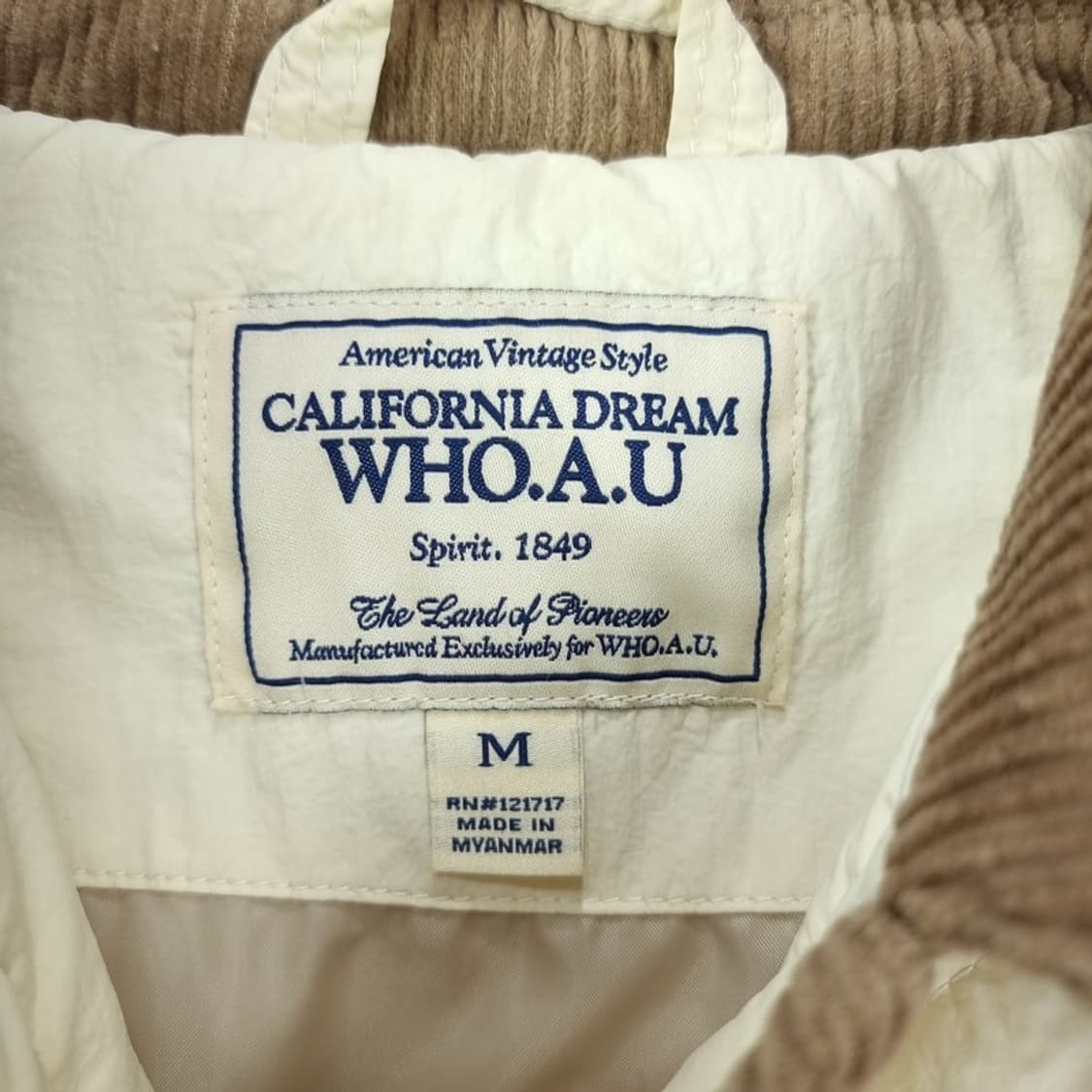 [후아유] 곰돌이 자수 코듀로이 카라 퀄팅 퀼팅 자켓 M19222 상품이미지8