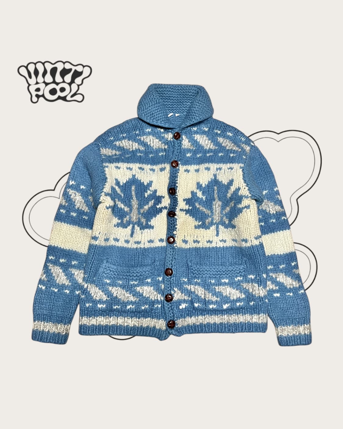 캐나다 메이플 코위찬 숄카라 니트 가디건 상품이미지1