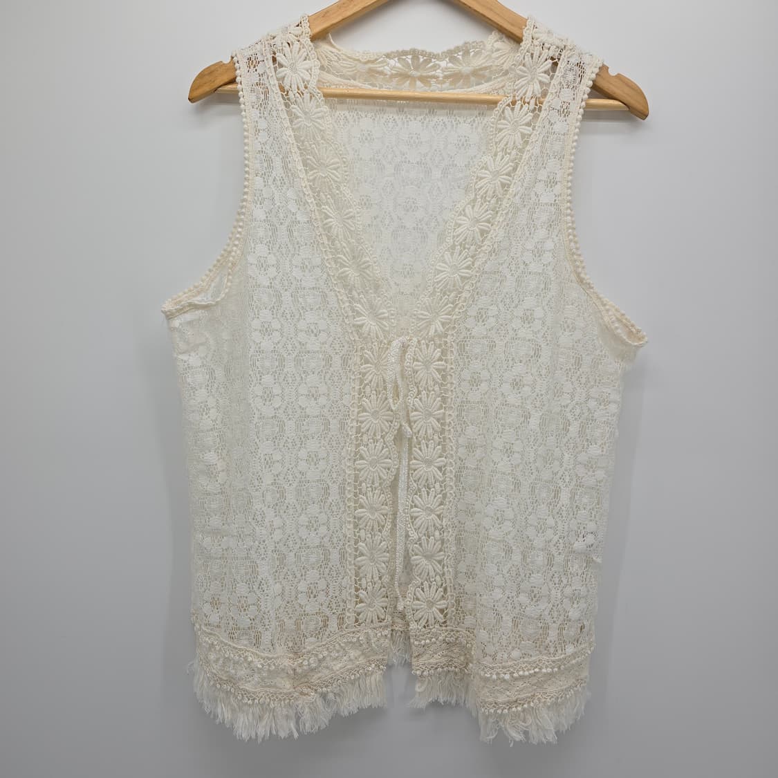 아이보리 레이스 끈 장식 조끼 / 레이스 보헤미안 베스트 상품이미지10