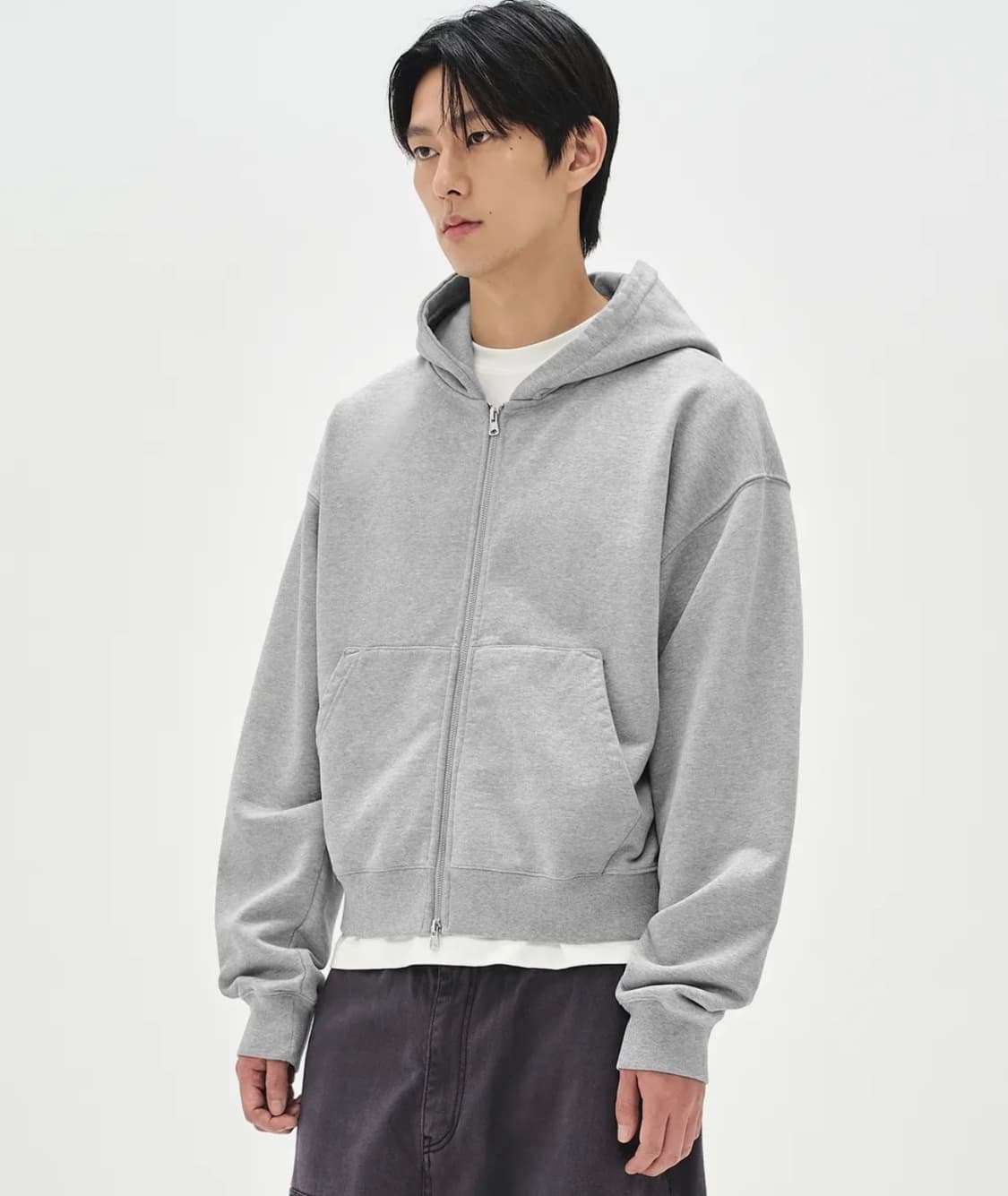 (XL) 소버먼트 780G 솔리드 크롭 후디 집업-8%멜란지 그레이- 상품이미지1