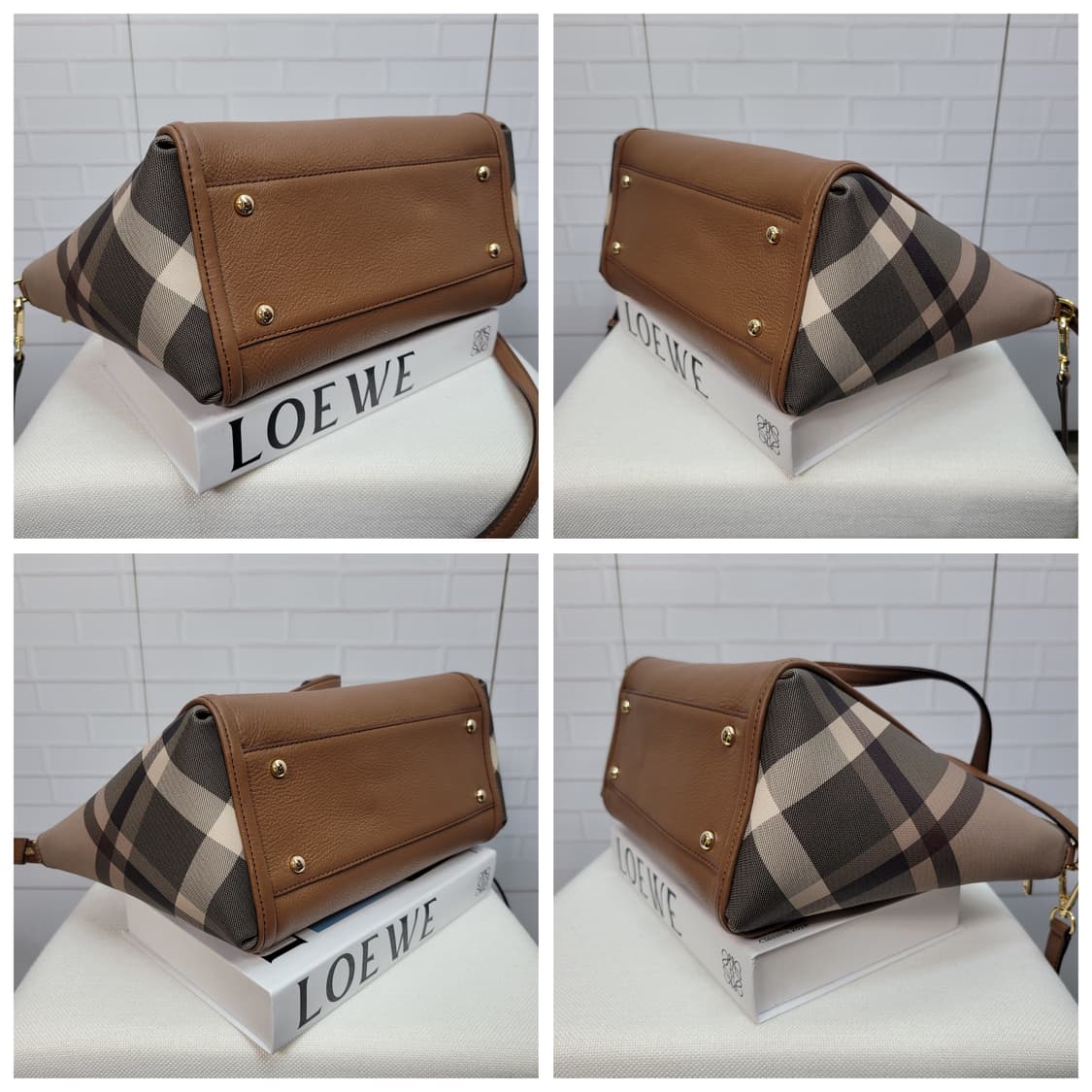 닥스 브라운 체크 가죽 숄더백 토트백 가방 새상품급 상품이미지7