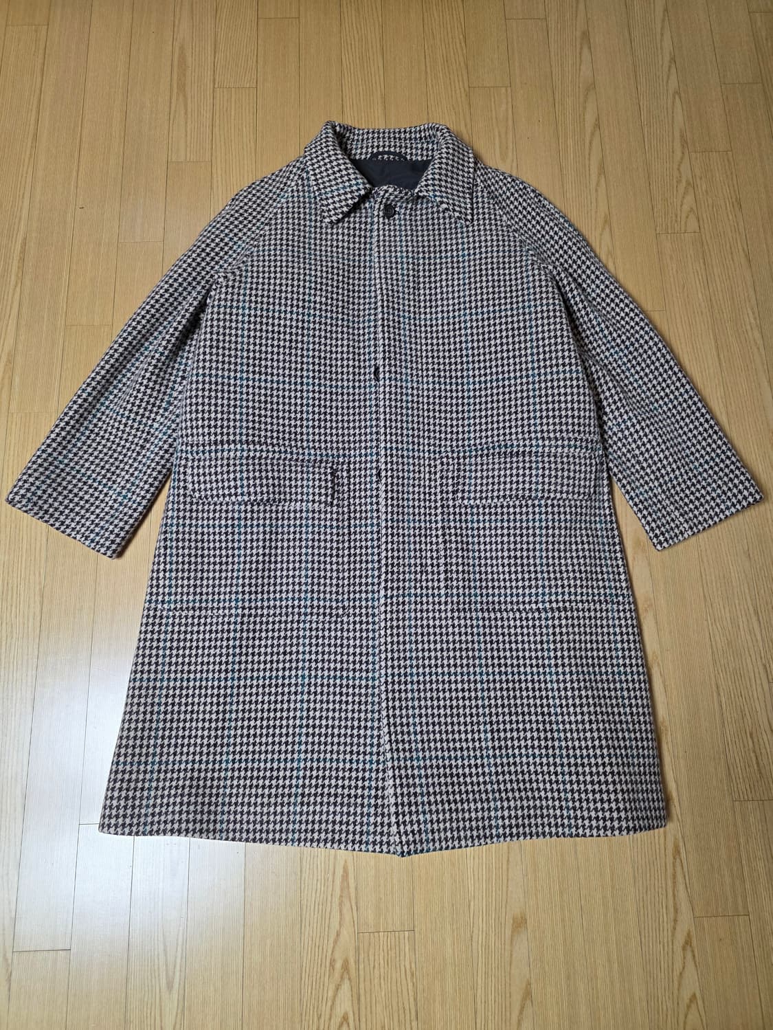 드레익스 하운드투스 체크 울 래글런 코트 발마칸 코트 40 사이즈 상품이미지1