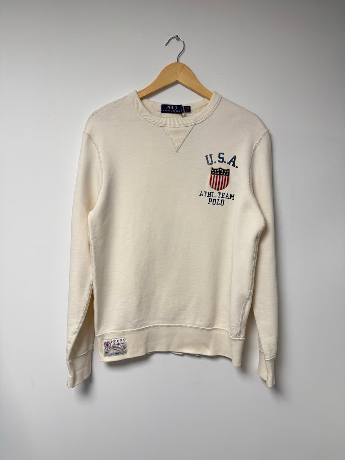 폴로 랄프로렌 team polo USA 빈티지 아이보리 기모 맨투맨 S 상품이미지1