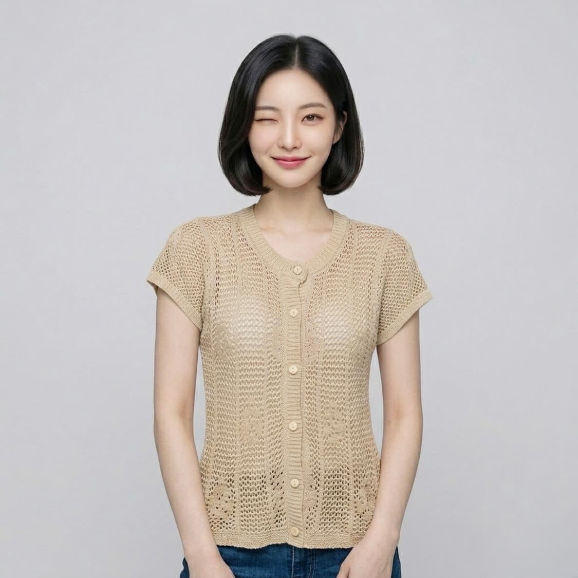 [일빈] 베이지 크로쉐 가디건 상품이미지4