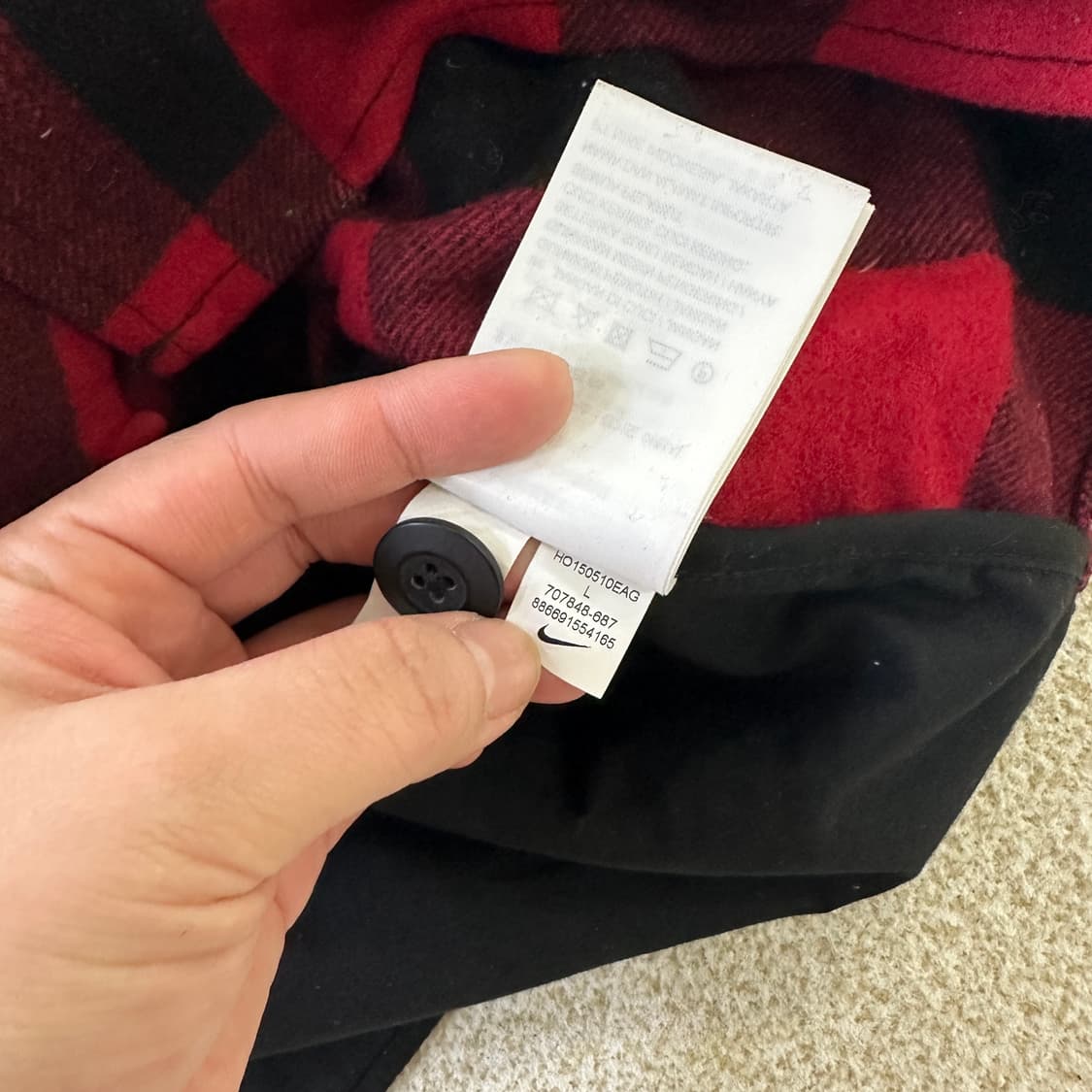 L 나이키 블랙 레드 체크 셔츠 0320D 상품이미지4