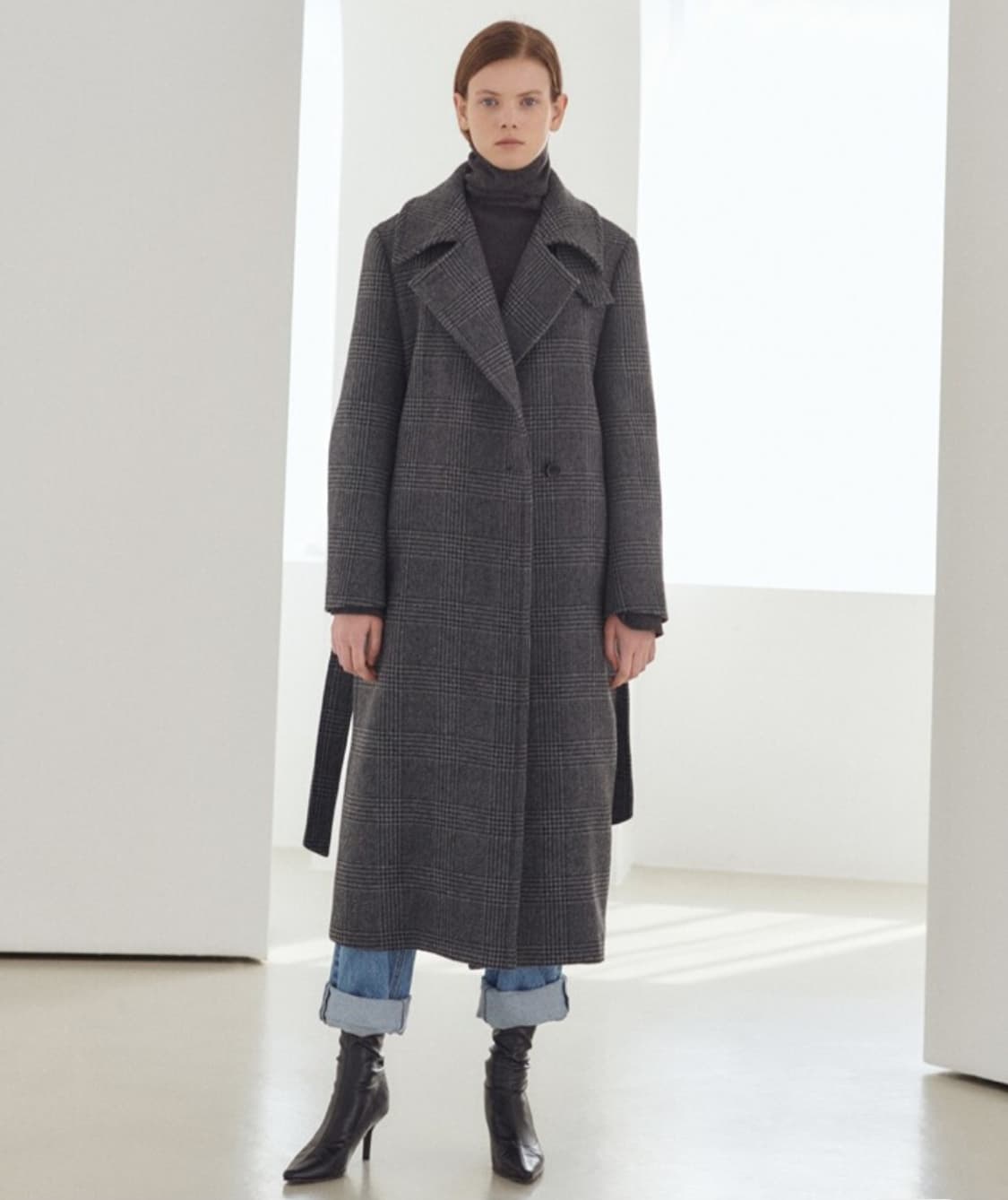 닐바이피 스탠다드 체크 더블 코트_32사이즈 상품이미지2