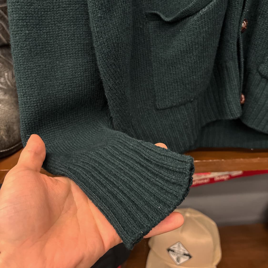 80s 폴로 랄프로렌 브이넥 퓨어울 니트 가디건 딥그린 N991 상품이미지5