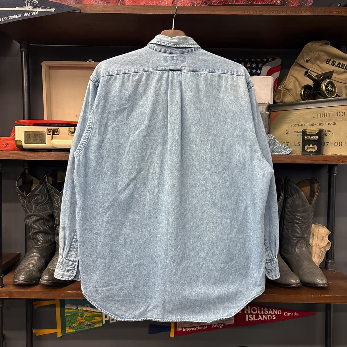 90s 폴로 랄프로렌 Big Shirt 라인 헤비 데님 셔츠 N1015 상품이미지2