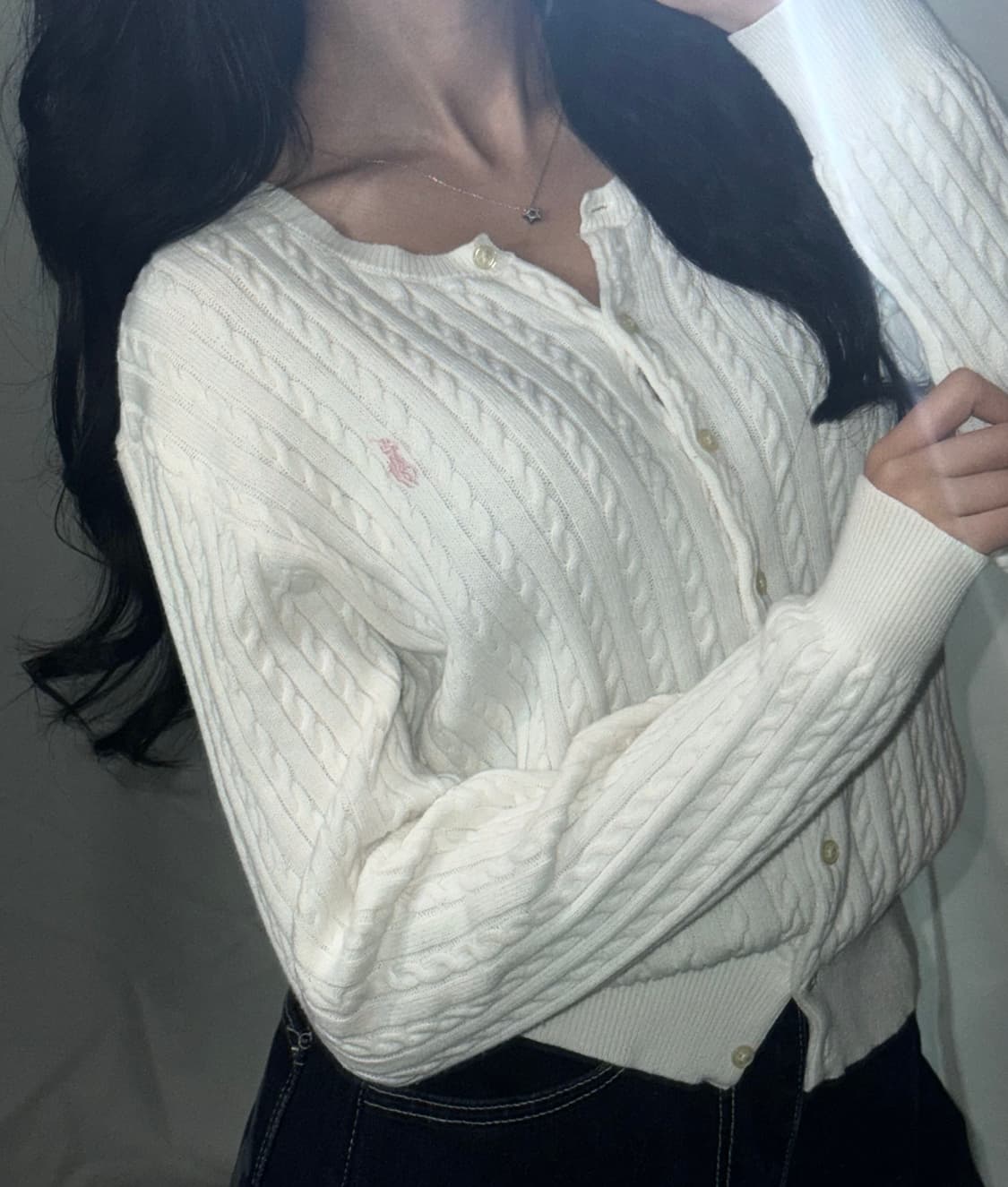 🐰폴로 랄프로렌 화이트 베이비 핑크 포니 여리 가디건🪽 상품이미지1