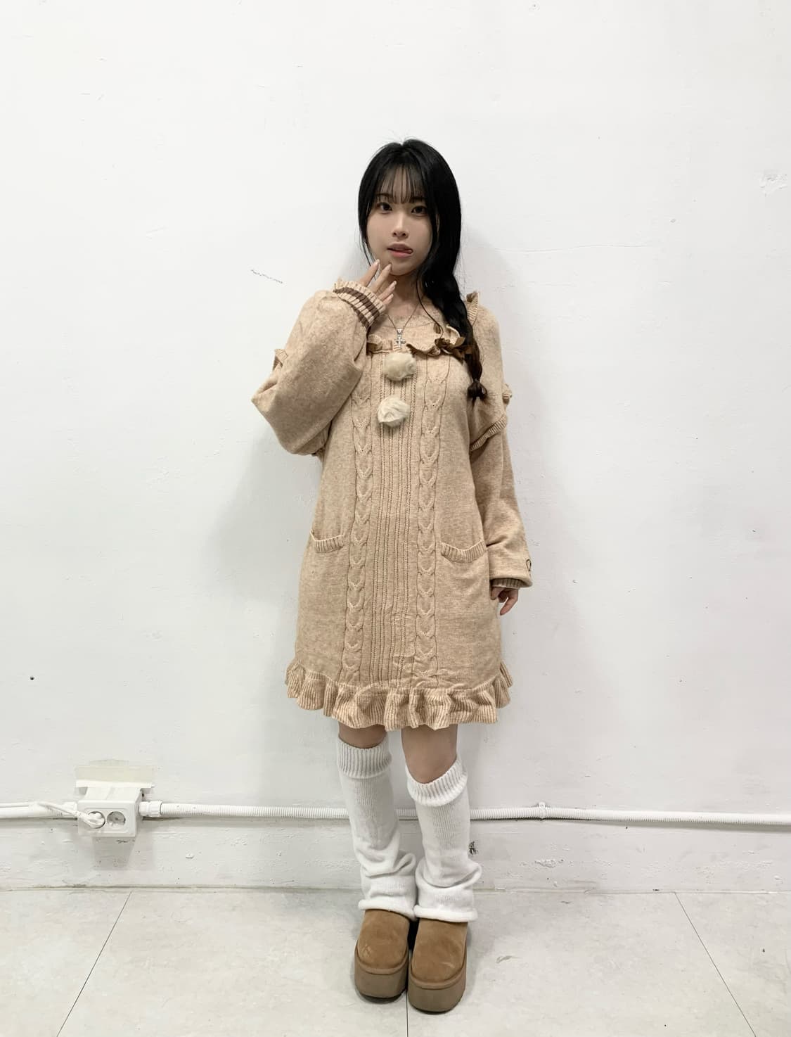 라떼갸루 🧸 리락쿠마 폼폼이 원피스 상품이미지2