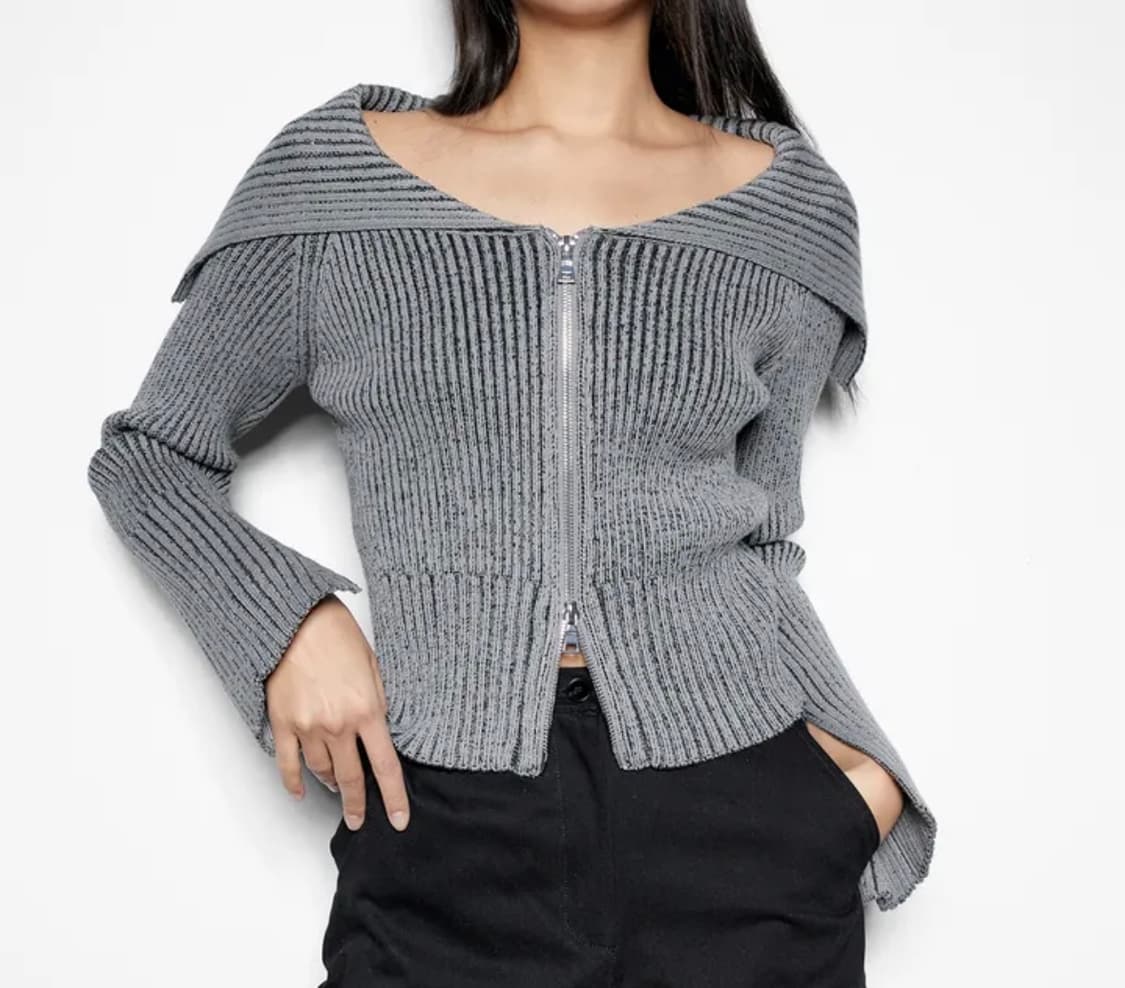 투톤 세일러 카라 집업 가디건  상품이미지3