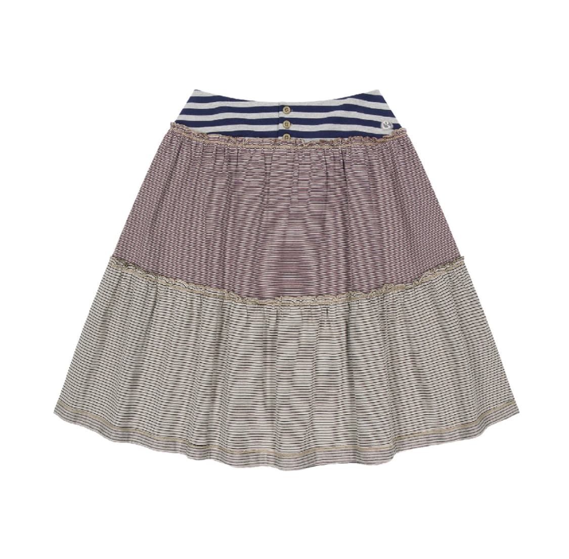 (1 2) 코이세이오 컬러드 스트라이프 미디 스커트 그레이 베이지 상품이미지1