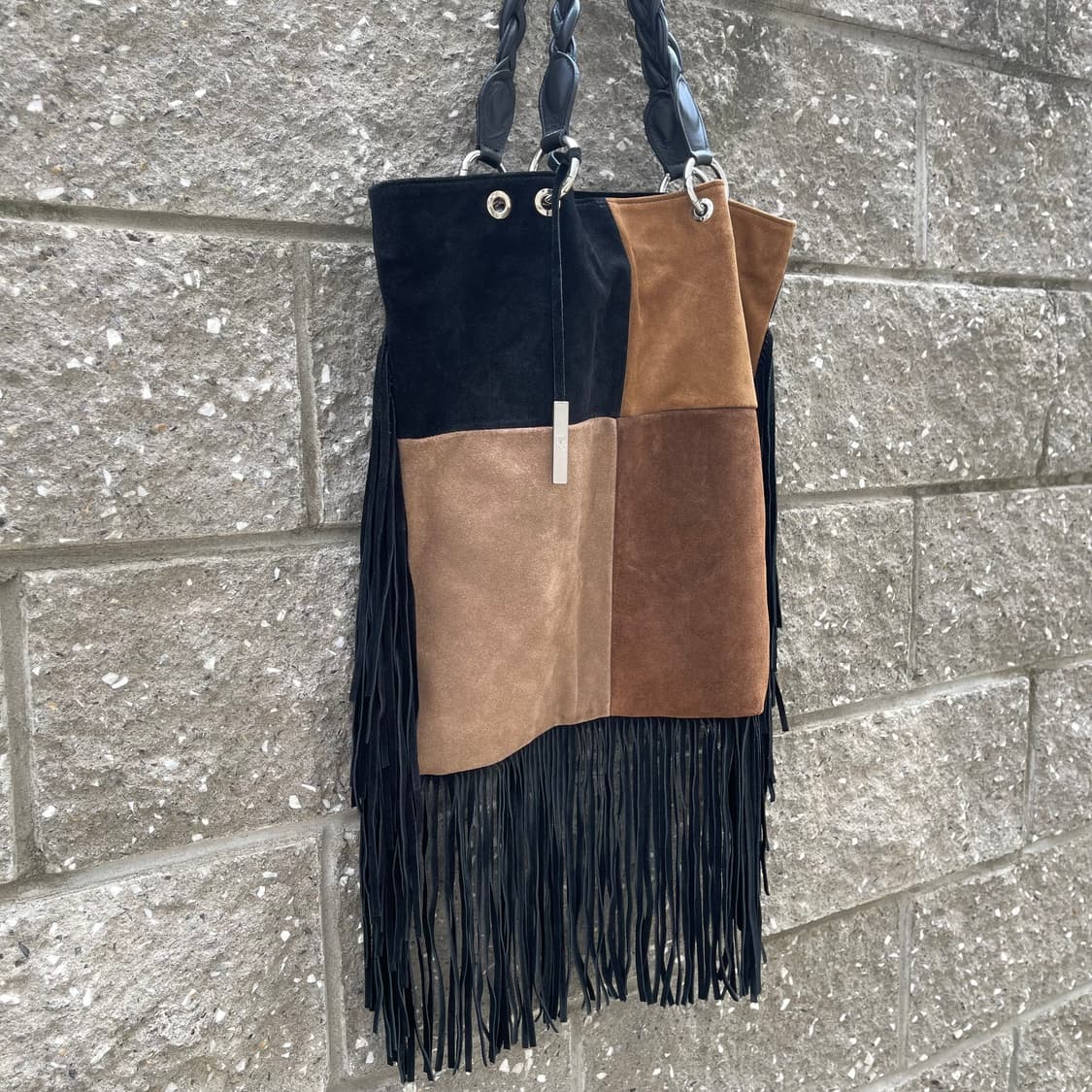 [OS] D2 스웨이드 패치워크 프린지 토트백 상품이미지3