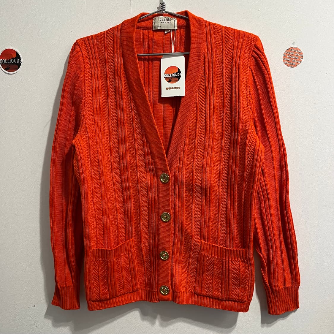 80’s 셀린느 퓨어 울 금장 가디건 상품이미지1