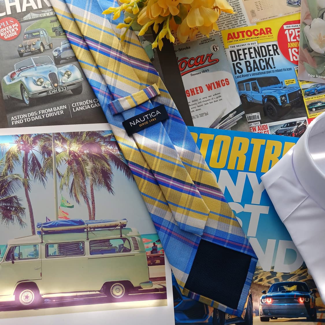 노티카 실크 블루&옐로우 체크 넥타이 8.5cm A+등급 A18481
 상품이미지3