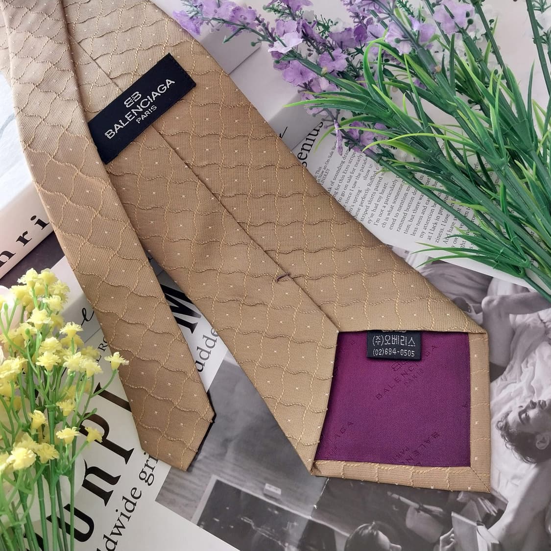 발렌시아가 실크 골드옐로우 자카드 넥타이 9.9cm A+등급 K1347
 상품이미지5