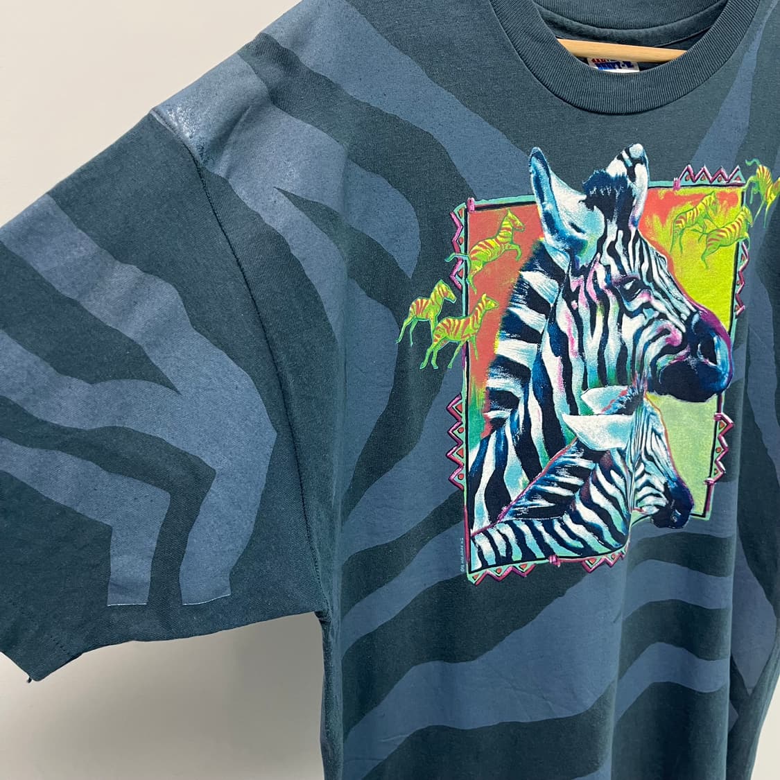 [XL] USA 헤인즈 90s 지브라 애니멀 빈티지 반팔 티셔츠 상품이미지3