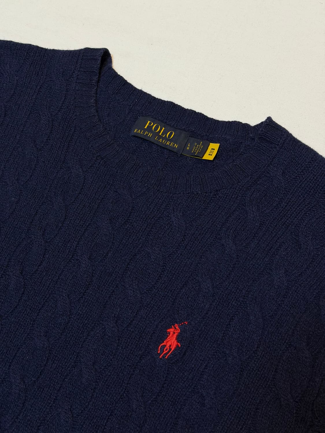 폴로 랄프로렌 캐시미어 울 꽈배기 케이블 니트 네이비 상품이미지2