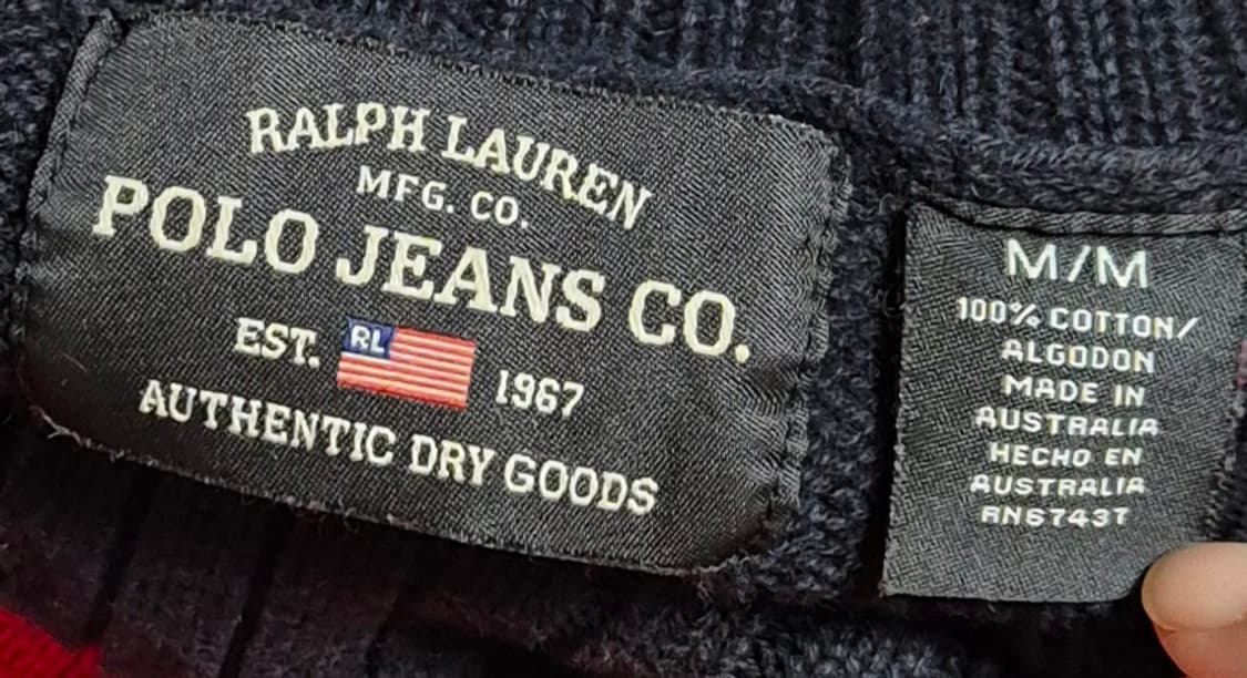 M (95) 폴로랄프로렌 진스 코 블랙+레드 목폴라 코튼 니트  상품이미지3