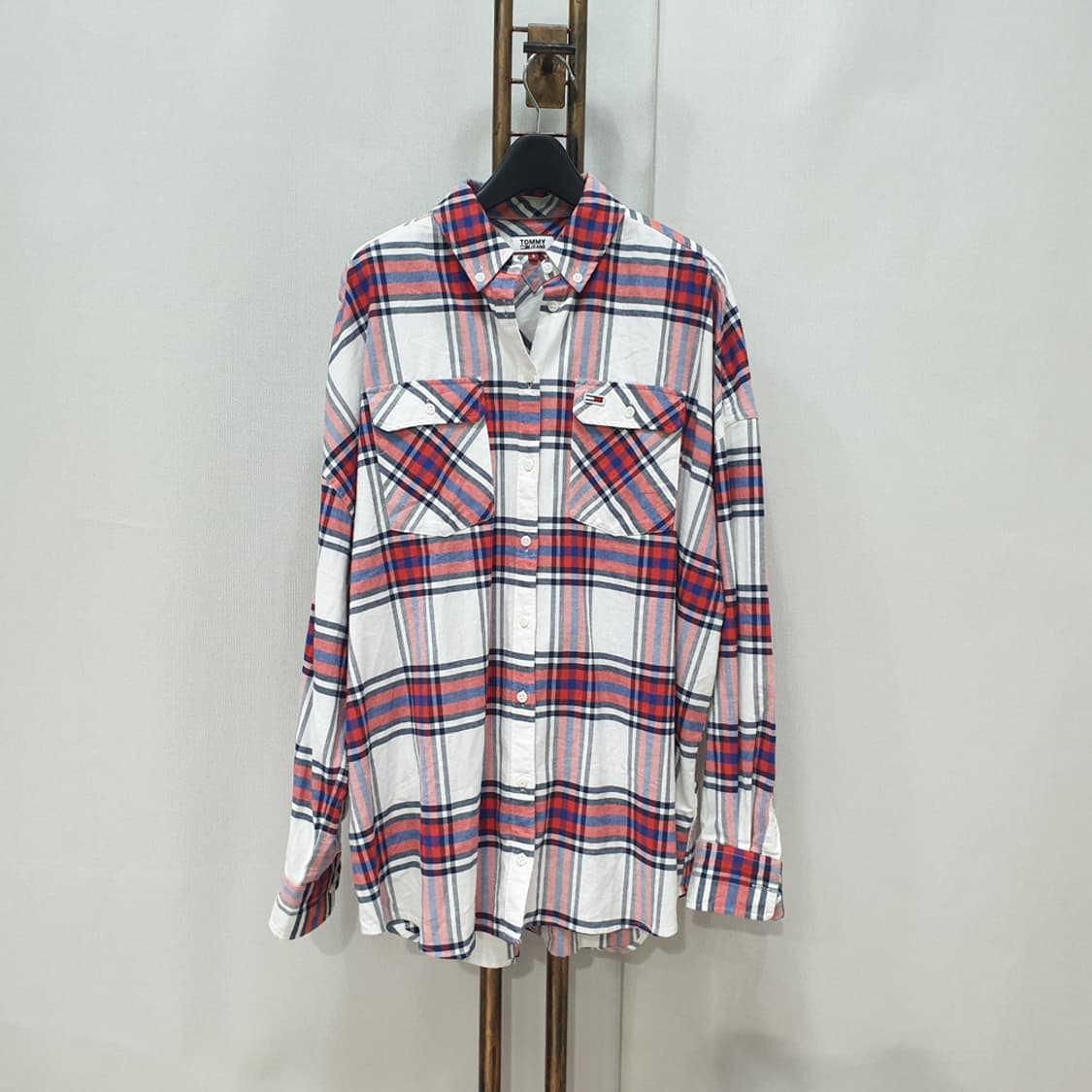 타미진스 여성 레드체크 오버핏 셔츠 S 상품이미지1