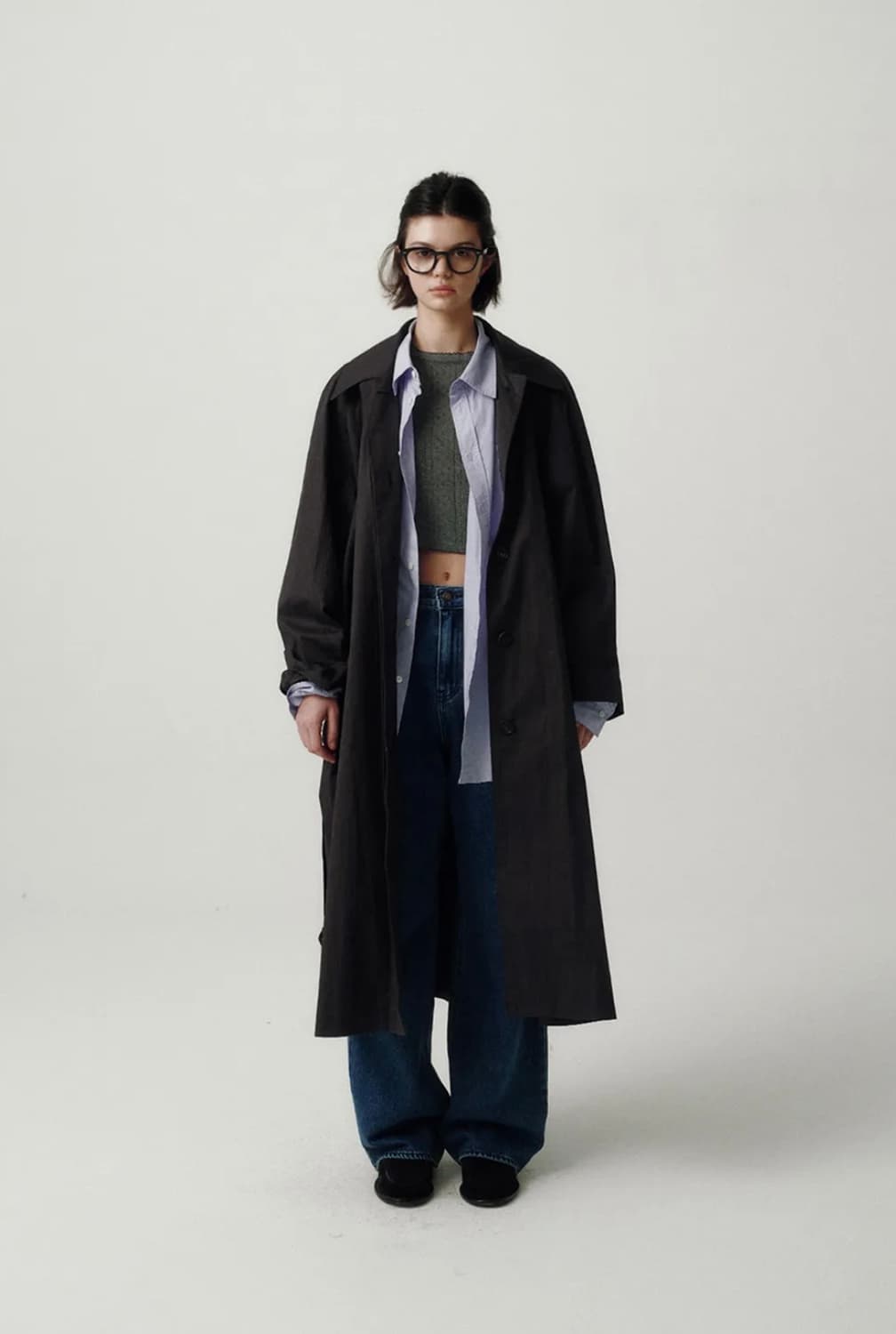 더바넷 루스 트렌치코트 차콜 상품이미지1