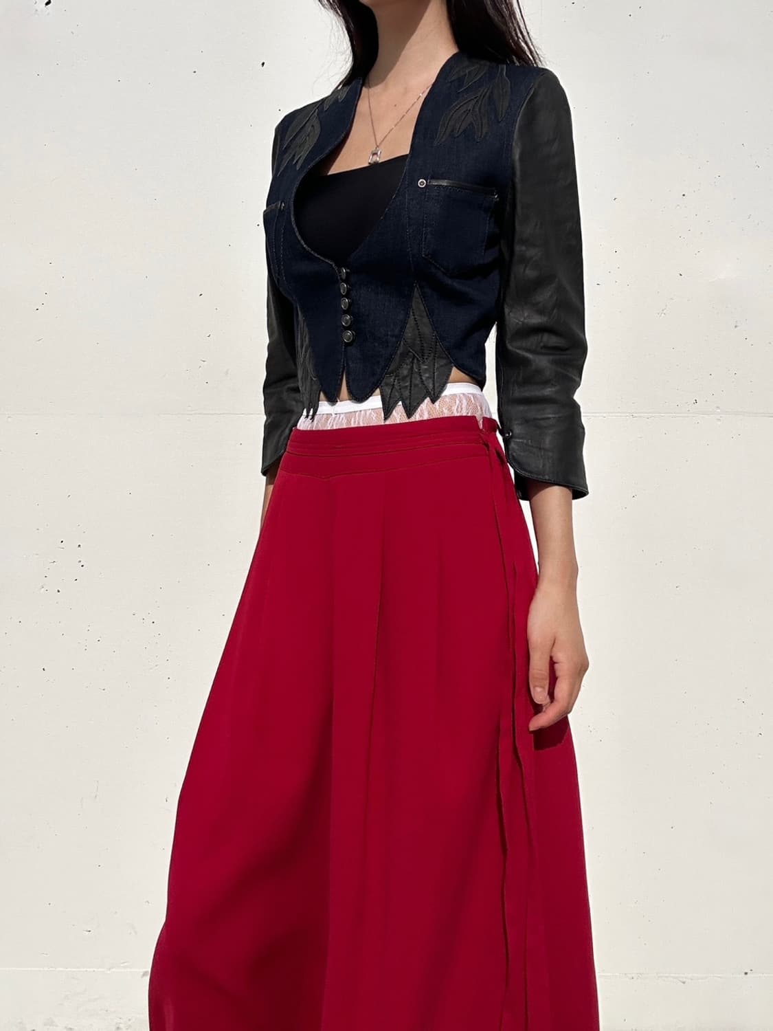 DIESEL BLACK GOLD crop denim & lamb jk 상품이미지9