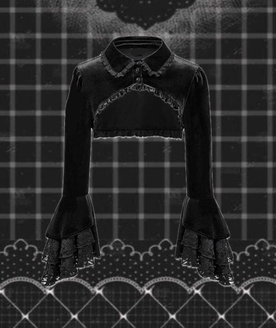 빈티지 고딕 숏 케이프 가디건 벨벳 상품이미지1