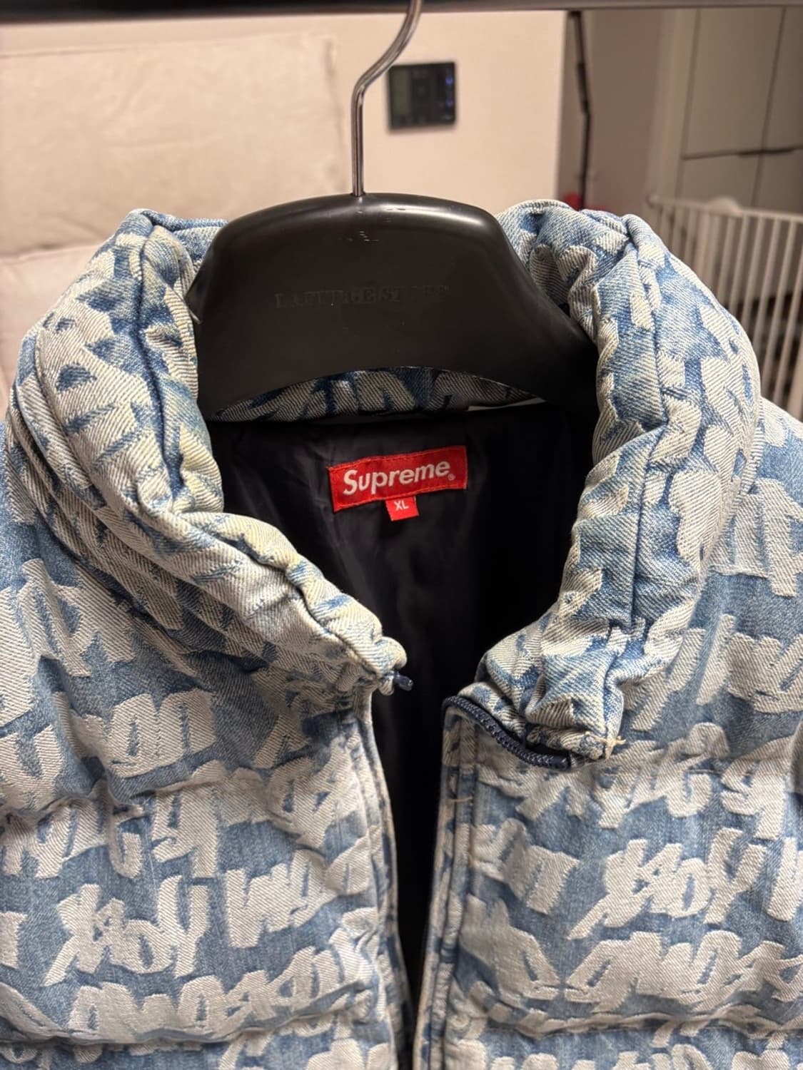 [XL] 슈프림 팻 팁 자카드 데님 푸퍼 자켓 블루 22ss 상품이미지5