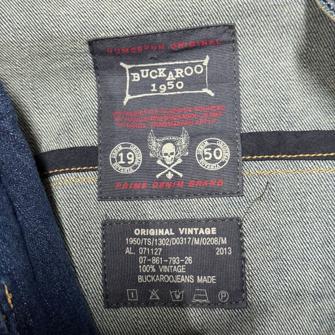 버커루 워싱 진청 크롭 바이커 데님 자켓 상품이미지7