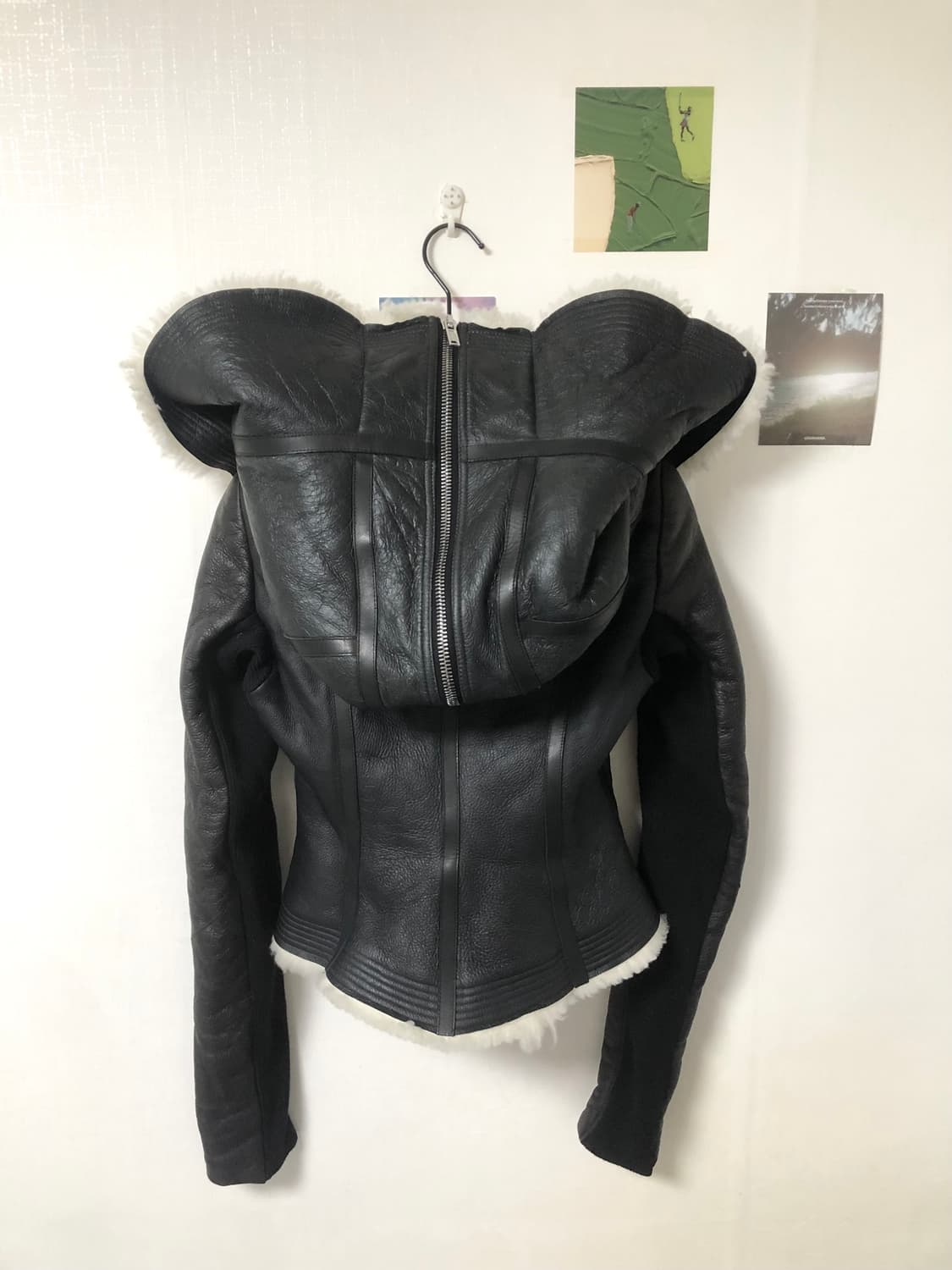 릭오웬스 16FW MASTODON 후디드 시어링 바이커 무스탕 자켓 42 상품이미지5