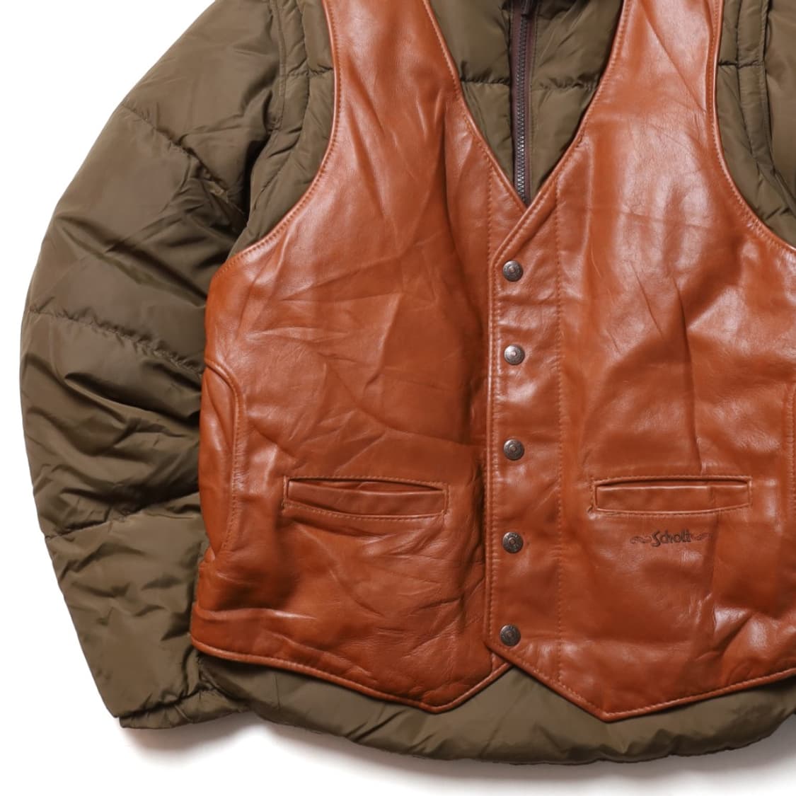쇼트Schott Leather Vest Puffer Down Jacket 상품이미지3