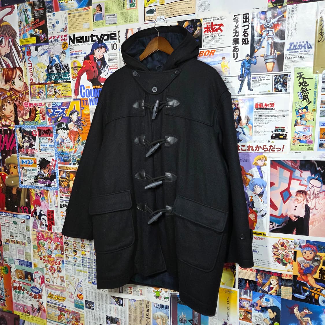 JPN 빈티지 오버핏 블랙 더플 코트 상품이미지1