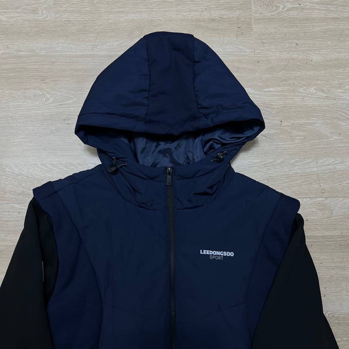 이동수 골프 스포츠 니트 레이어드 후드 경량패딩 [네이비] 2XL/110 상품이미지2