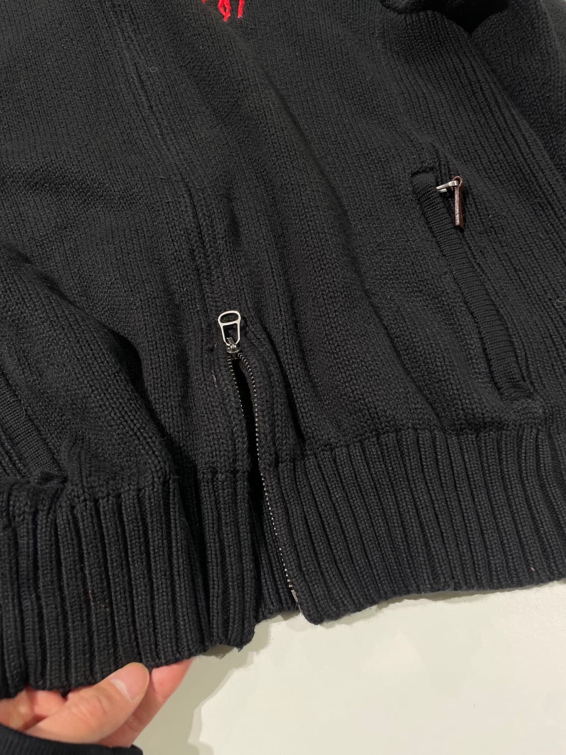 폴로 랄프로렌 블랙 빅 레드포니 투 웨이 집업 니트 자켓 상품이미지9