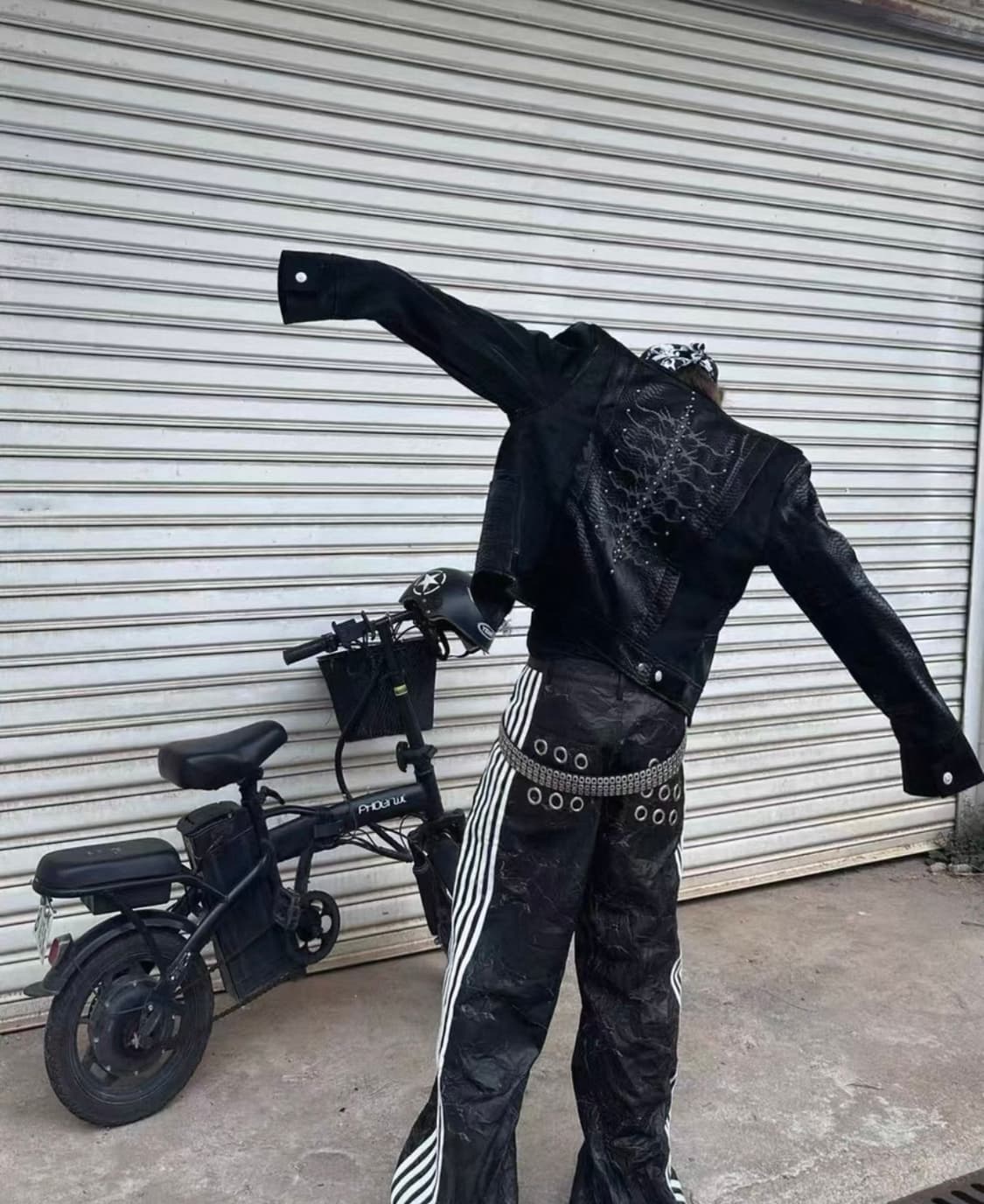 Snake Pattern Leather Patchwork jacket 상품이미지3