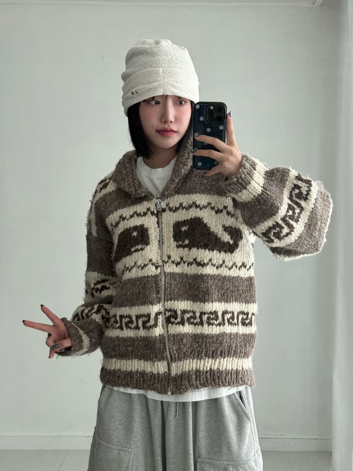 빈티지 웨일 코위찬 집업 상품이미지5