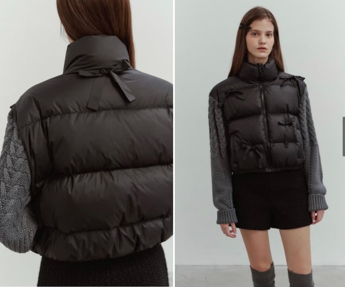 더티스 THETIS 리본 덕다운 니트 패딩 상품이미지1
