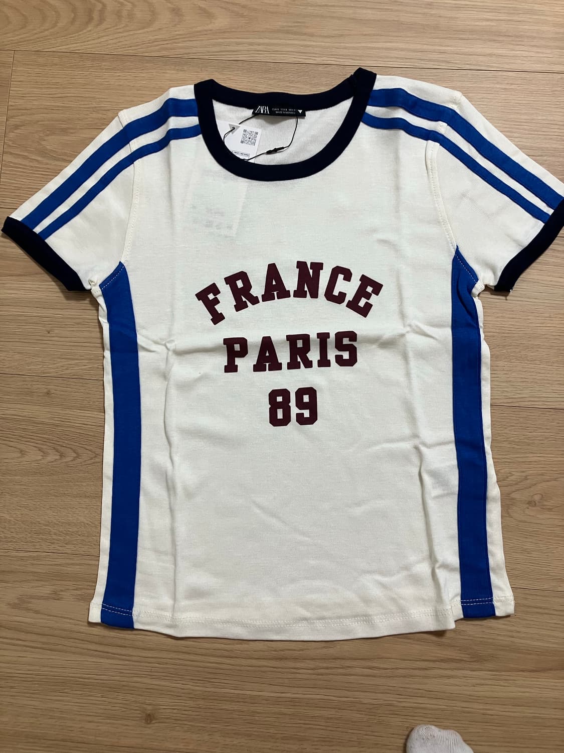 자라 화이트 프랑스 프린팅 반팔 티셔츠 S 사이즈 상품이미지1