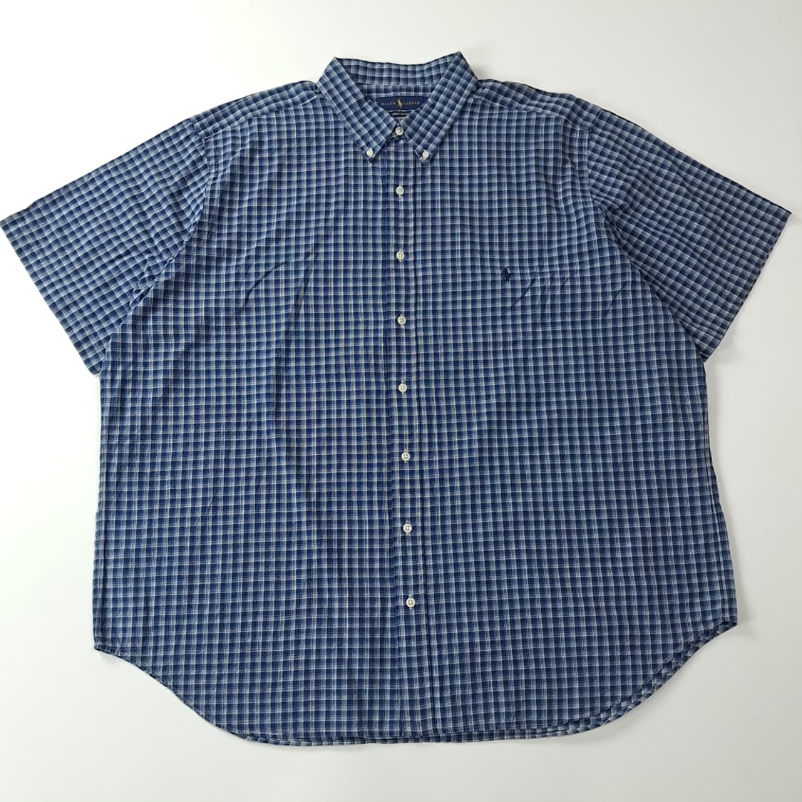 CJ637 2XB 폴로 빅사이즈 다크네이비 타탄체크 반팔 셔츠 남방 상품이미지1