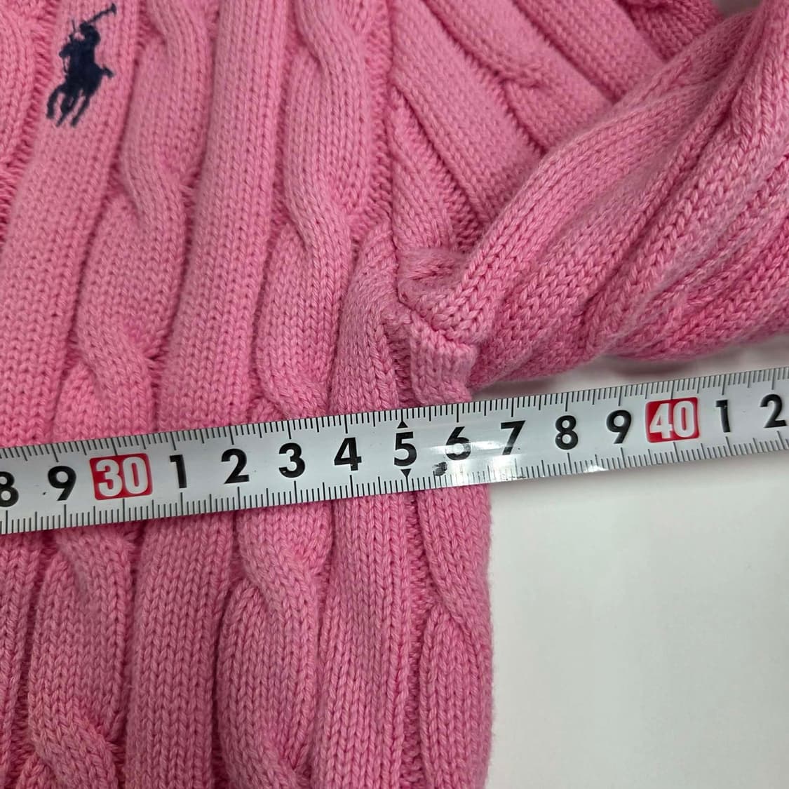 폴로 랄프로렌 신형 큐알택 핑크 케이블  브이넥 걸즈 니트(XS) 상품이미지9