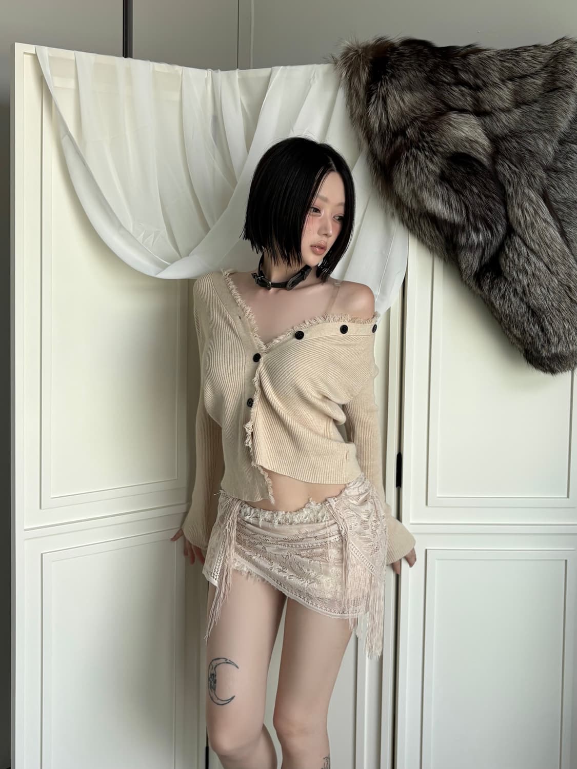 Fringe Detail Knit Cardigan 상품이미지2