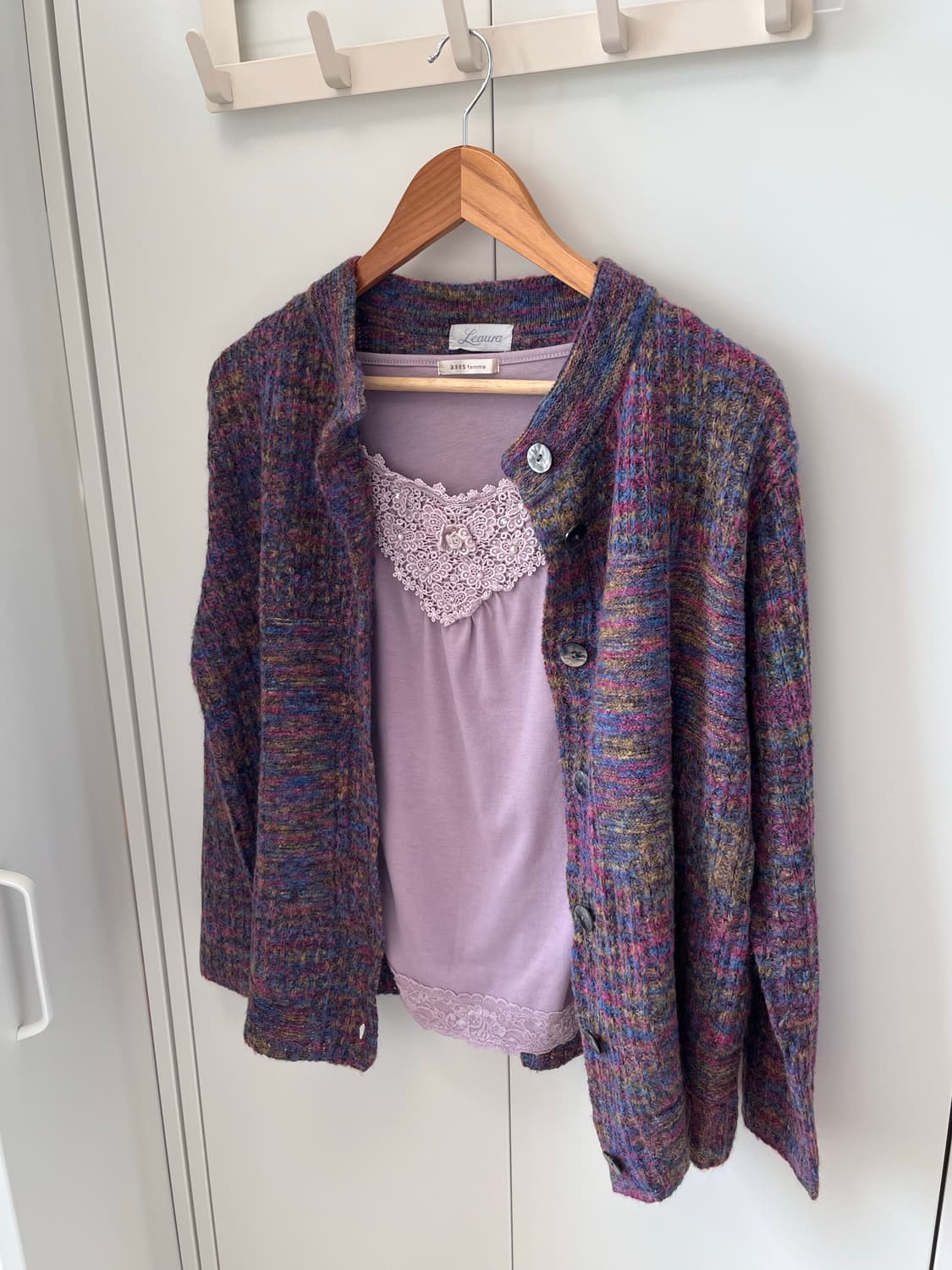 Leaure 무지개 니트 가디건 미사깔 임수정 상품이미지10