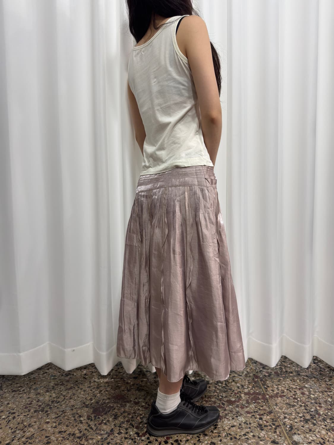glossy soft pink design skirt 상품이미지4