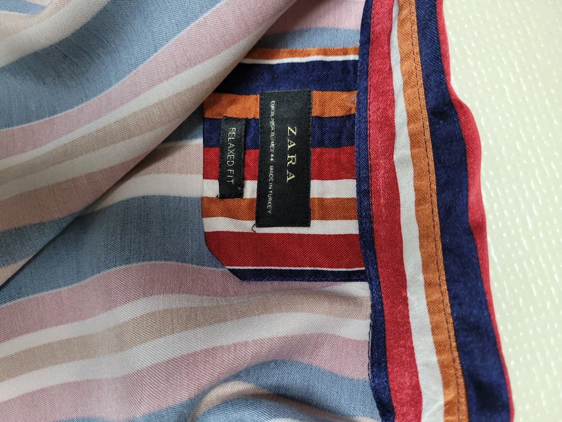 자라 ZARA 남자 스트라이프 셔츠 110 오렌지 상품이미지9