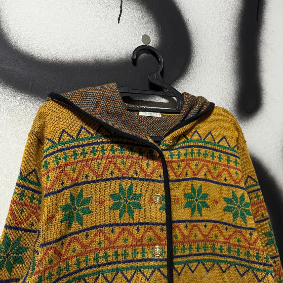VTG 빈티지 모리 에스닉 노르딕 패턴 니트 후드 자켓 상품이미지3
