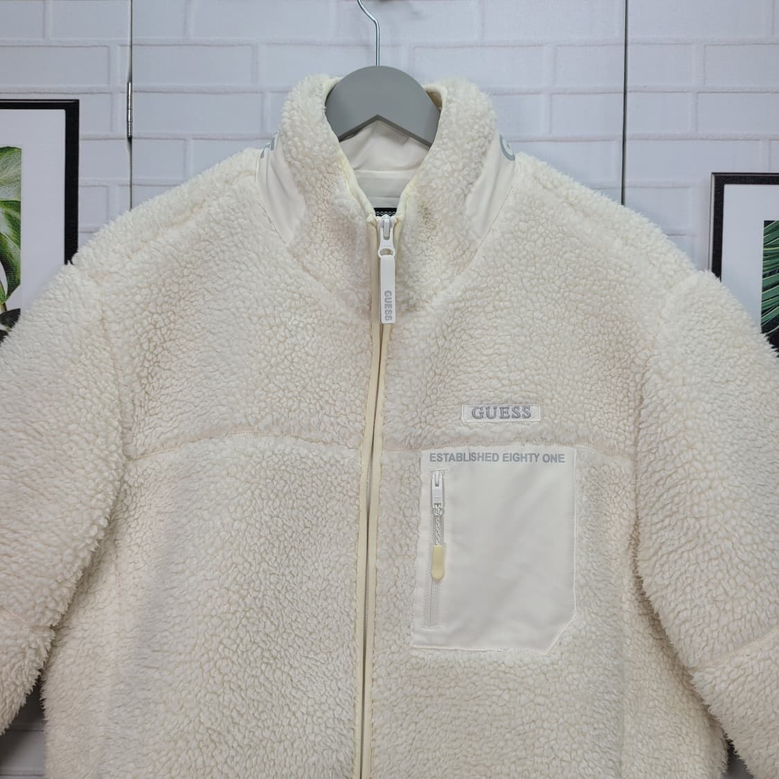 게스 뽀글이 스탠넥 후리스 집업 자켓 남여공용 M 사이즈 상품이미지2